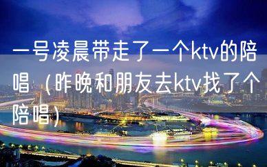 一号凌晨带走了一个ktv的陪唱（昨晚和朋友去ktv找了个陪唱）