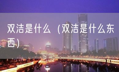 双洁是什么（双洁是什么东西）