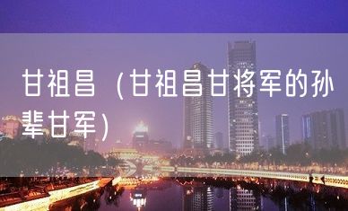 甘祖昌（甘祖昌甘将军的孙辈甘军）