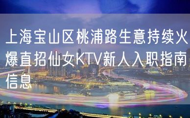 上海宝山区桃浦路生意持续火爆直招仙女KTV新人入职指南信息