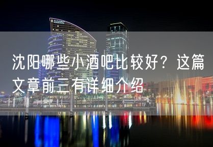 沈阳哪些小酒吧比较好？这篇文章前三有详细介绍